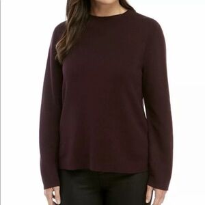 Eileen Fisher Funnel Neck Silk Blend Burgundy Long Sleeve Sweater Size S